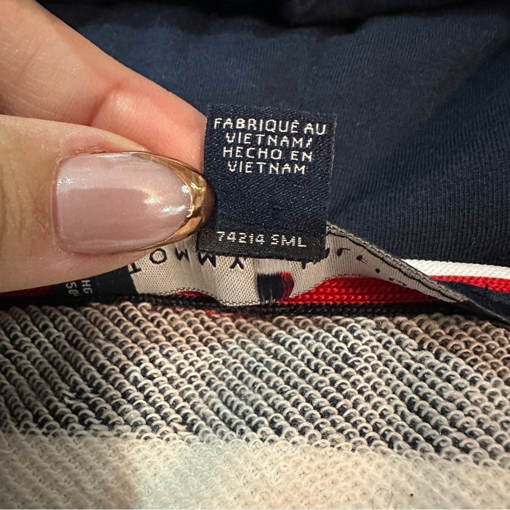 Tommy Hilfiger Red White Blue Stripe Zip Hoodie Classic Preppy Size Medium - Picture 12 of 16
